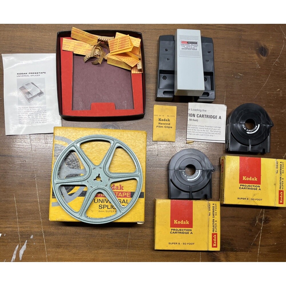 Kodak Presstape Universal Splicer for 8mm, Super 8, 16mm Film (2) Cartridge A